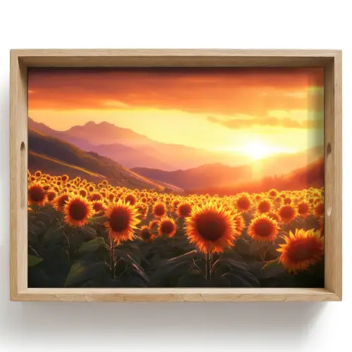 Zonnebloemen - Zonsondergang - Landschap Dienblad Rechthoek middel -z3d_shopping