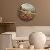 Klaprozen - Rood - Heuvels - Landschap Akoestische PET Vilt - Rond klein -sfeer1