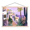 Huizen - Minimalistisch - Palmbomen - Kust textielposter latten blank klein -3d