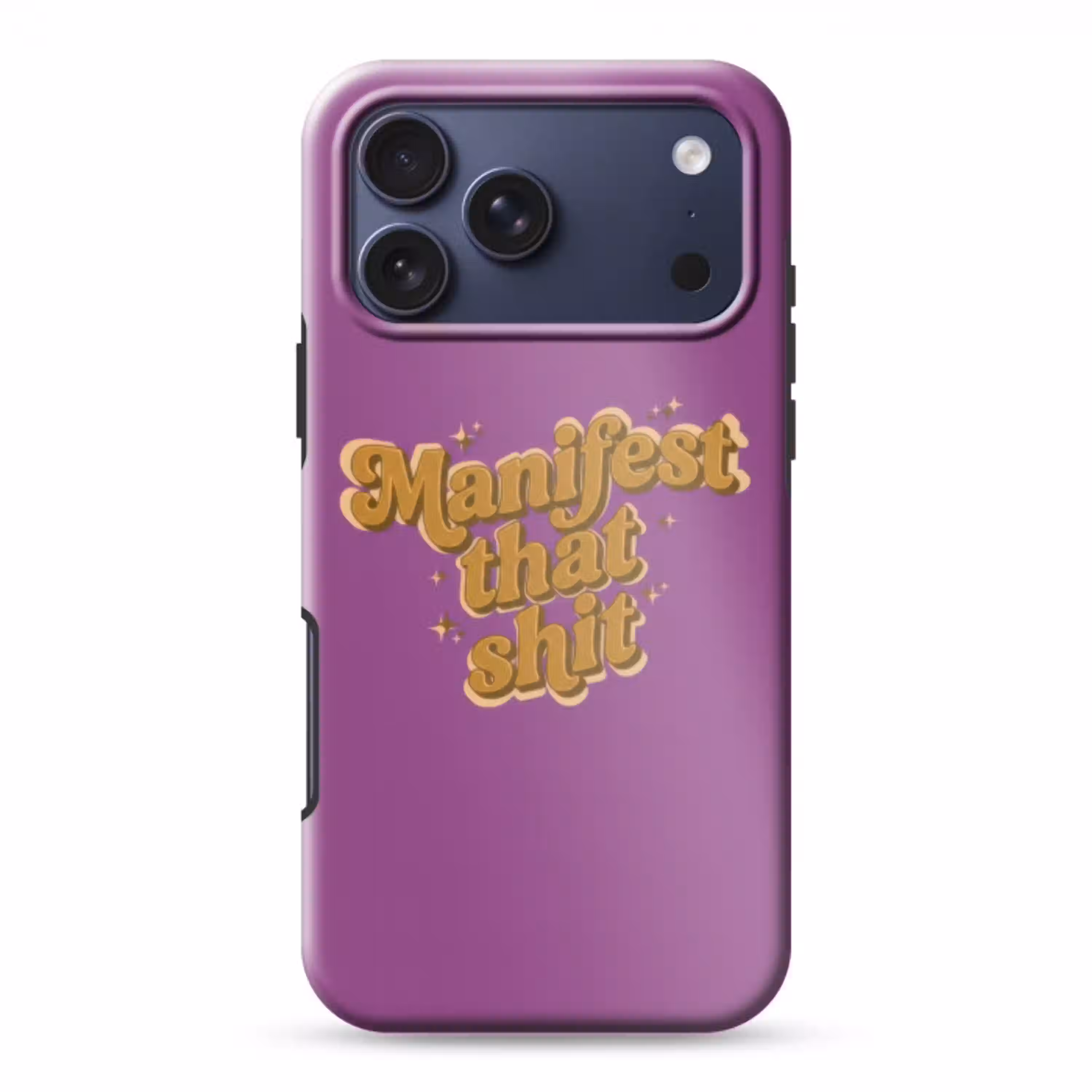 Manifest that shit - Paars - Glitter Toughcase MagSafe Apple iPhone 17 Pro Max klein -3d