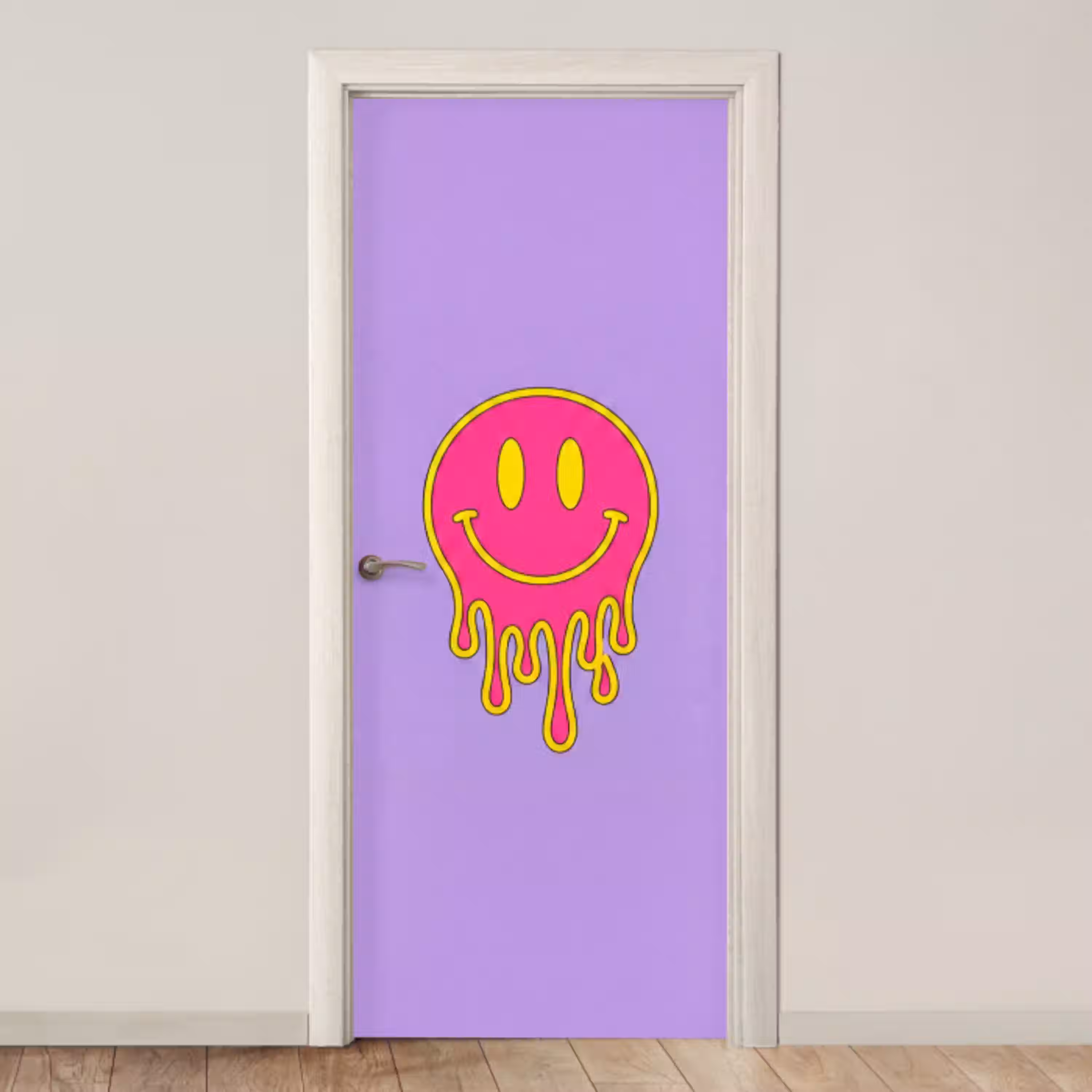 Smiley - Drip - Neon deurposter klein -3d_beige
