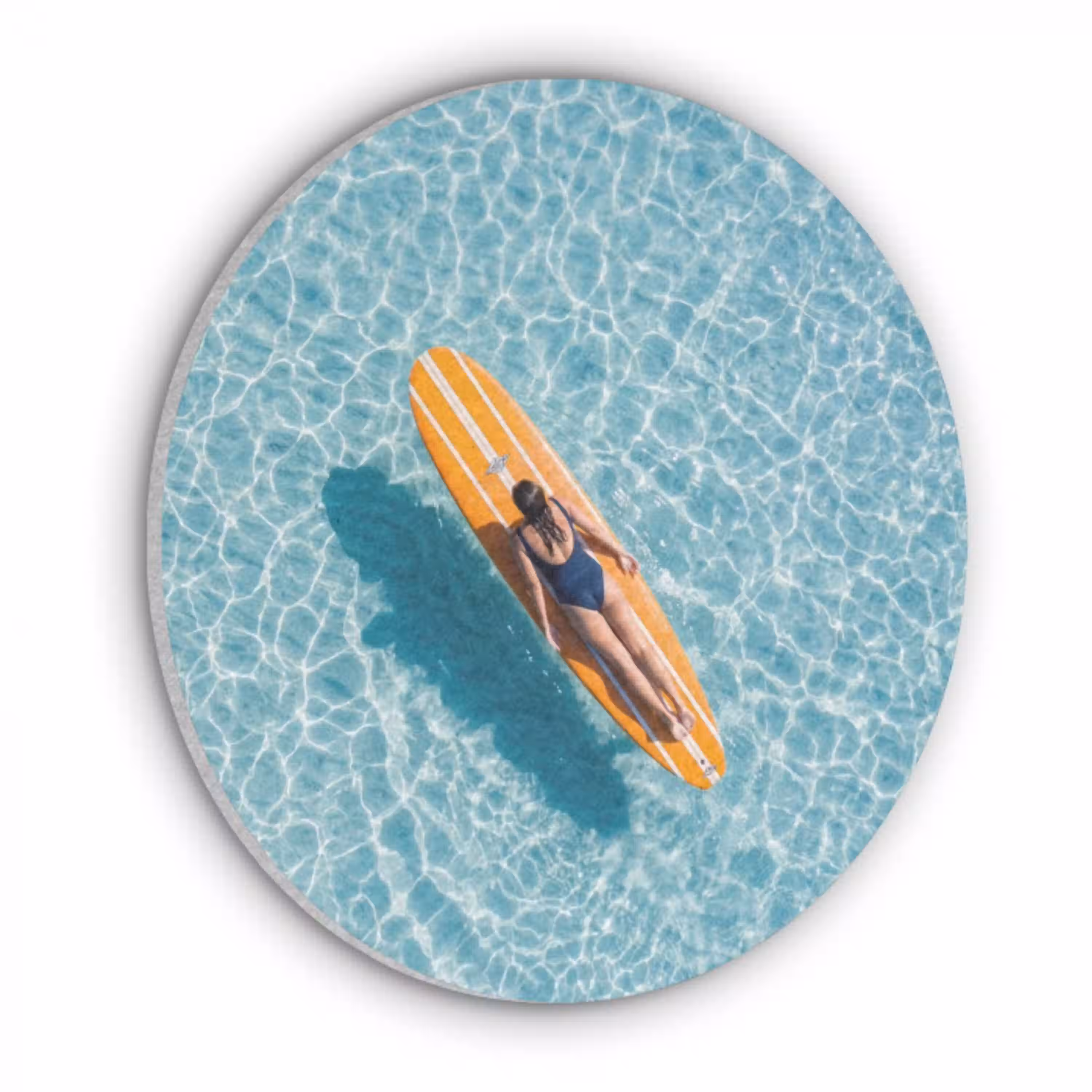 Surfboard - Water - Badpak - Oranje Akoestische PET Vilt - Rond klein -3d