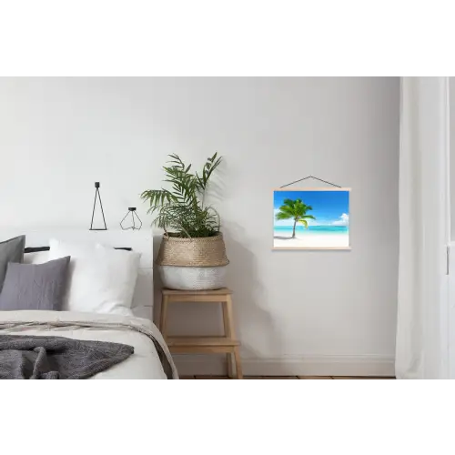 Palmboom - Strand - Zee - Zomer textielposter latten blank klein -woonkamer