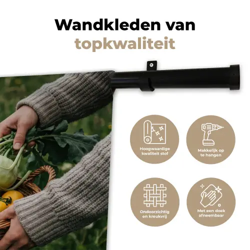Veld - Groenten - Biologisch - Oogst Wandkleed katoen klein -sfeer2