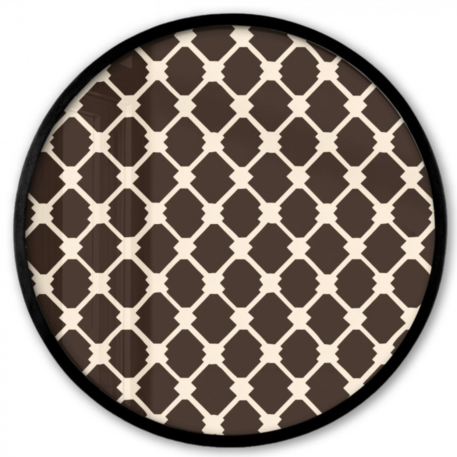 Bruin - Ruitpatroon - Geometrisch Fotolijst rond zonder passe partout klein 856 -3d