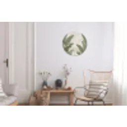 Bananenbladeren - Beton - Groen Wandcirkel aluminium klein -woonkamer