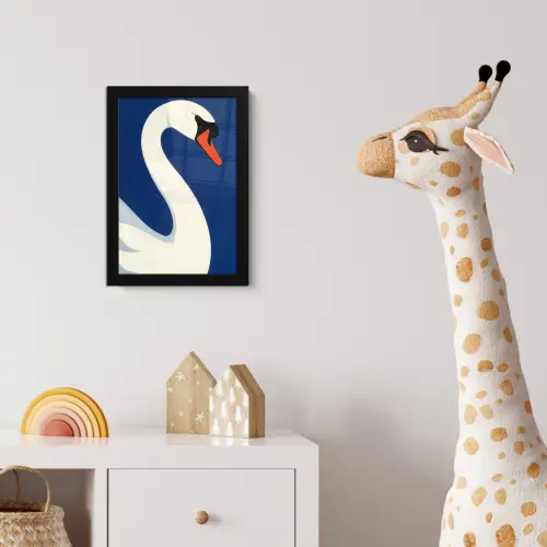 Zwaan - Wit - Snavel - Illustratie fotolijst zwart zonder passe partout klein -usfeer4_kinderkamer