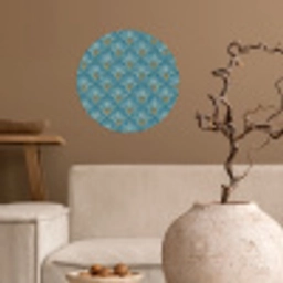 Symmetrisch - Patroon - Blauw Wandcirkel behangsticker klein 186 -sfeer1