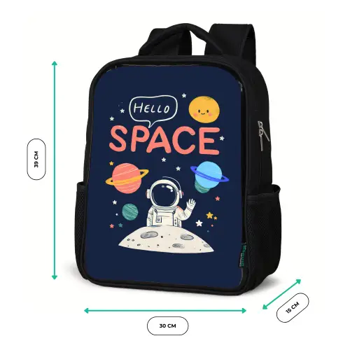 Astronaut - Ruimte - Planeten Rugzak - Zwart middel -productfoto_formaten