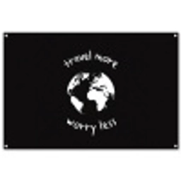Illustratie - Zwart - Planeet - Quote tuinposter los doek groot -3d