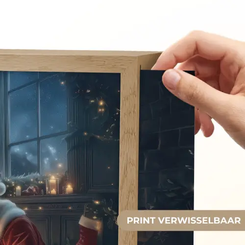Kerstman - Haard - Donker Light Box met batterij (Wandlamp) middel -USP_websiteprintNL