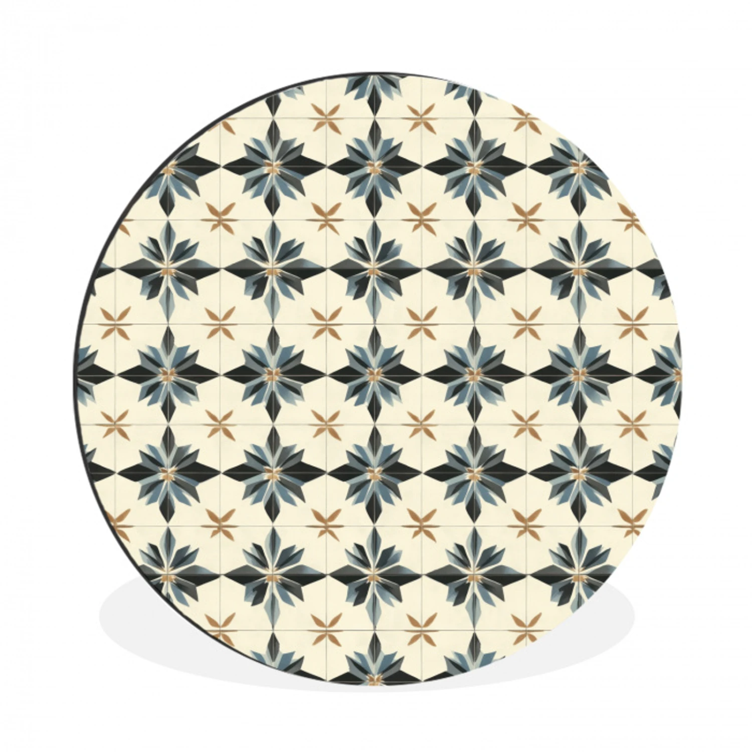 Sierlijk - Ornament - Blauw Wandcirkel aluminium klein 190 -3d
