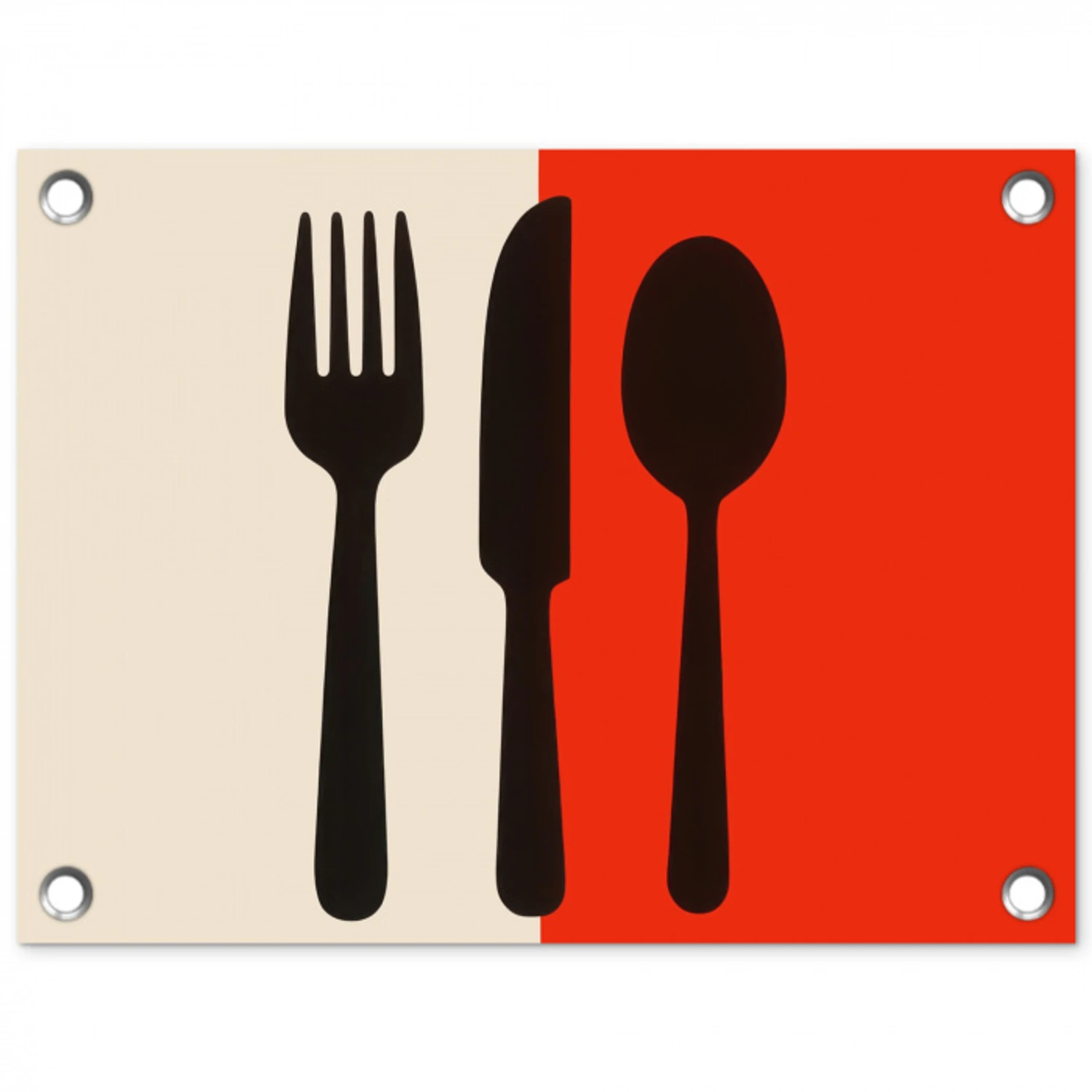 Bestek - Rood - Wit tuinposter los doek klein -3d