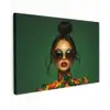 Vrouw - Groen - Modern - Bril - Abstract Tuinposter op houten frame 2 cm dik klein -3d