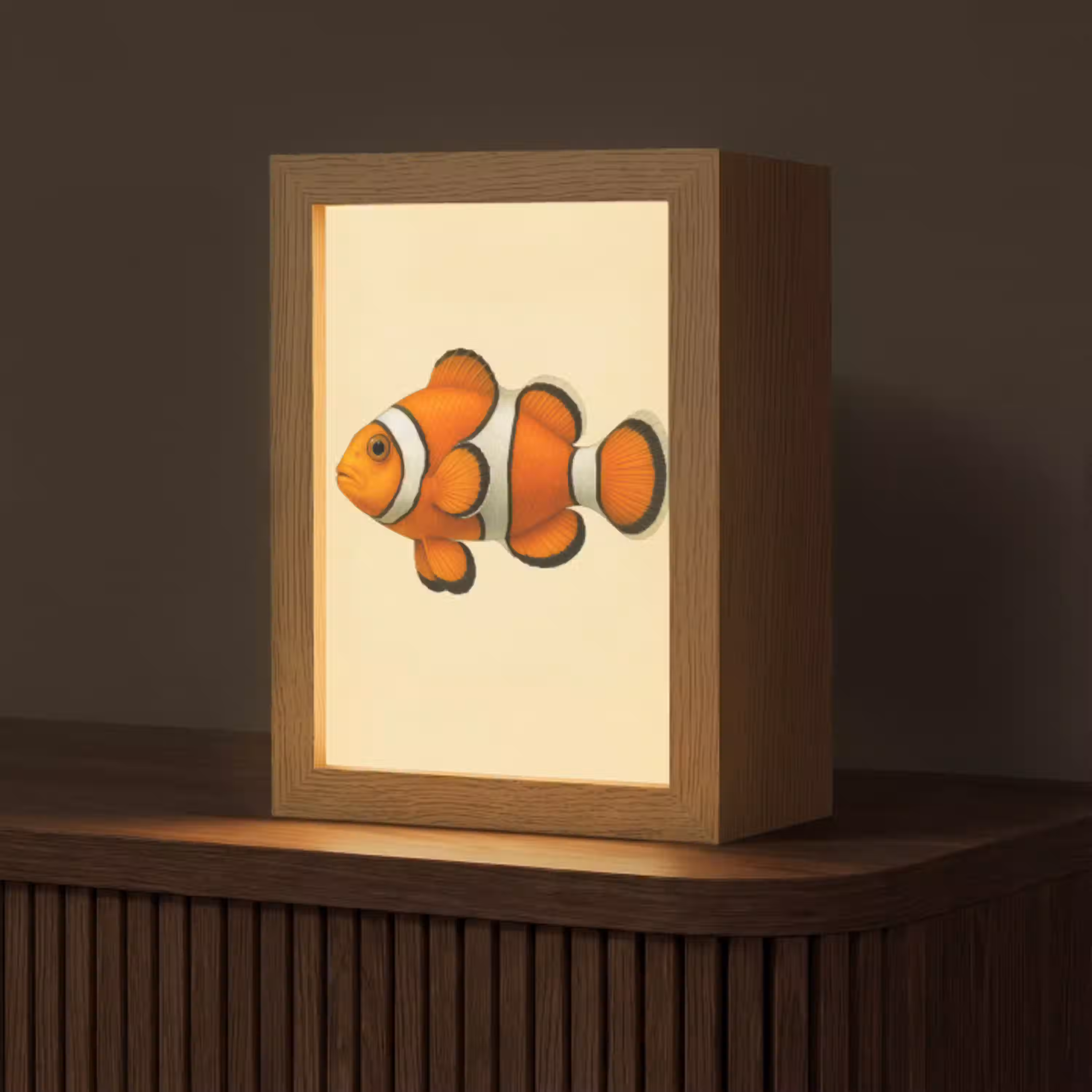Vis - Oranje - Strepen Light Box met kabel (Tafellamp) klein -z3d_website