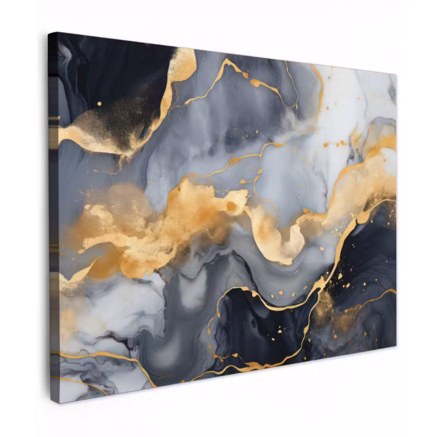 Leinwandbild - Marmor - Gold - Abstrakt - Luxus - Schwarz und Weiß