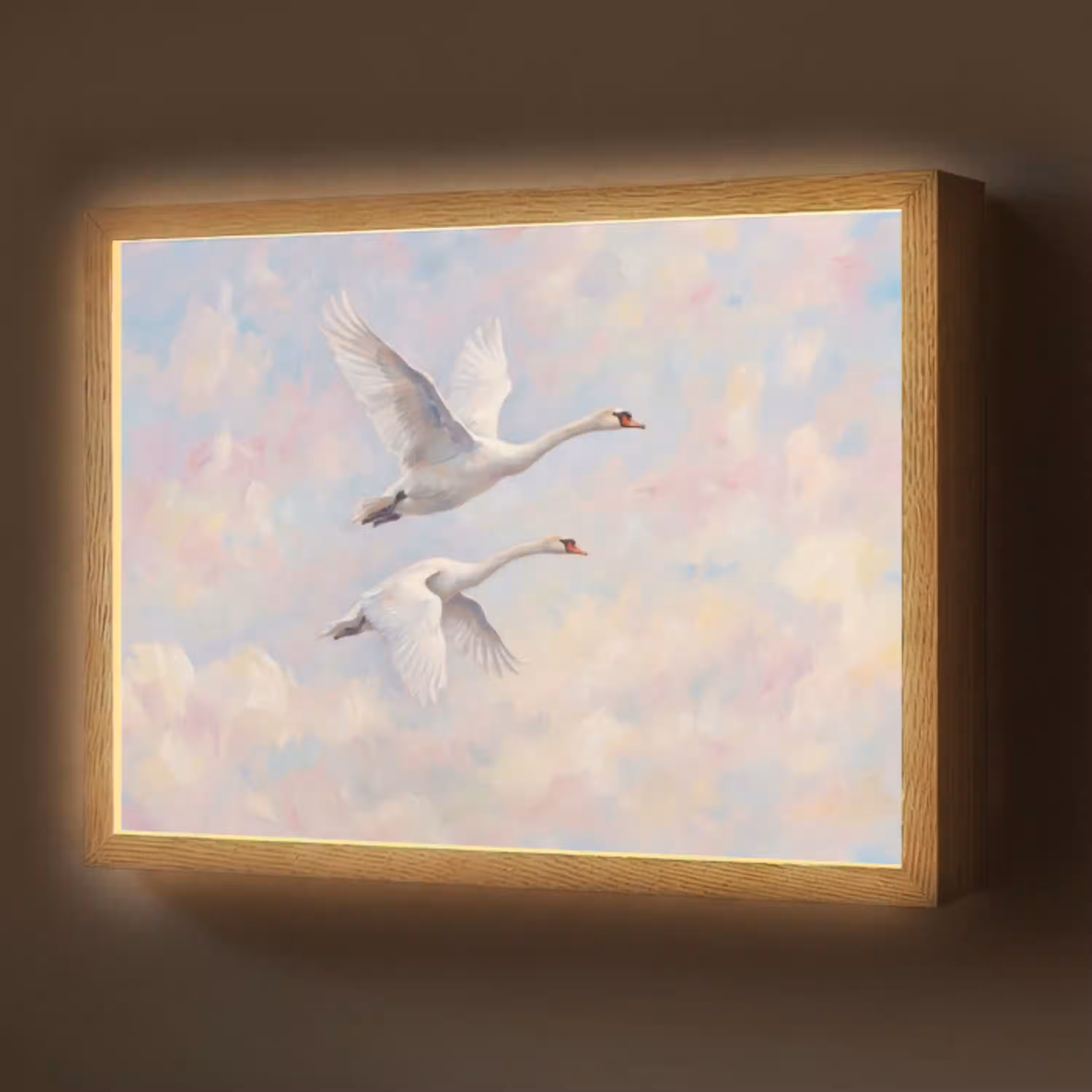 Vogel - Vliegend - Lucht - Modern - Pastel Light Box met batterij (Wandlamp) middel -z3d_website