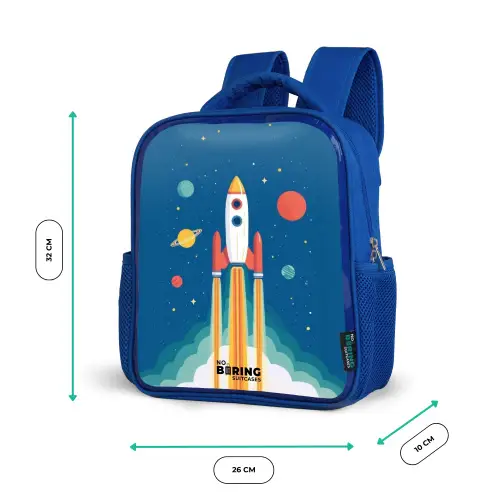 Raket - Planeet - Sterren - Veelkleurig Kinderrugzak - Blauw middel -productfoto_formaten