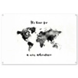 Avontuur - Quote - Wereldkaart - Zwart tuinposter los doek groot -3d