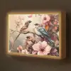 Vogels - Bloemen - Roze - Pastel Light Box met batterij (Wandlamp kind) middel -z3d_website