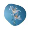 Lelies - Blauw - Glazen Wandcirkel Organisch Aluminium middel -3d