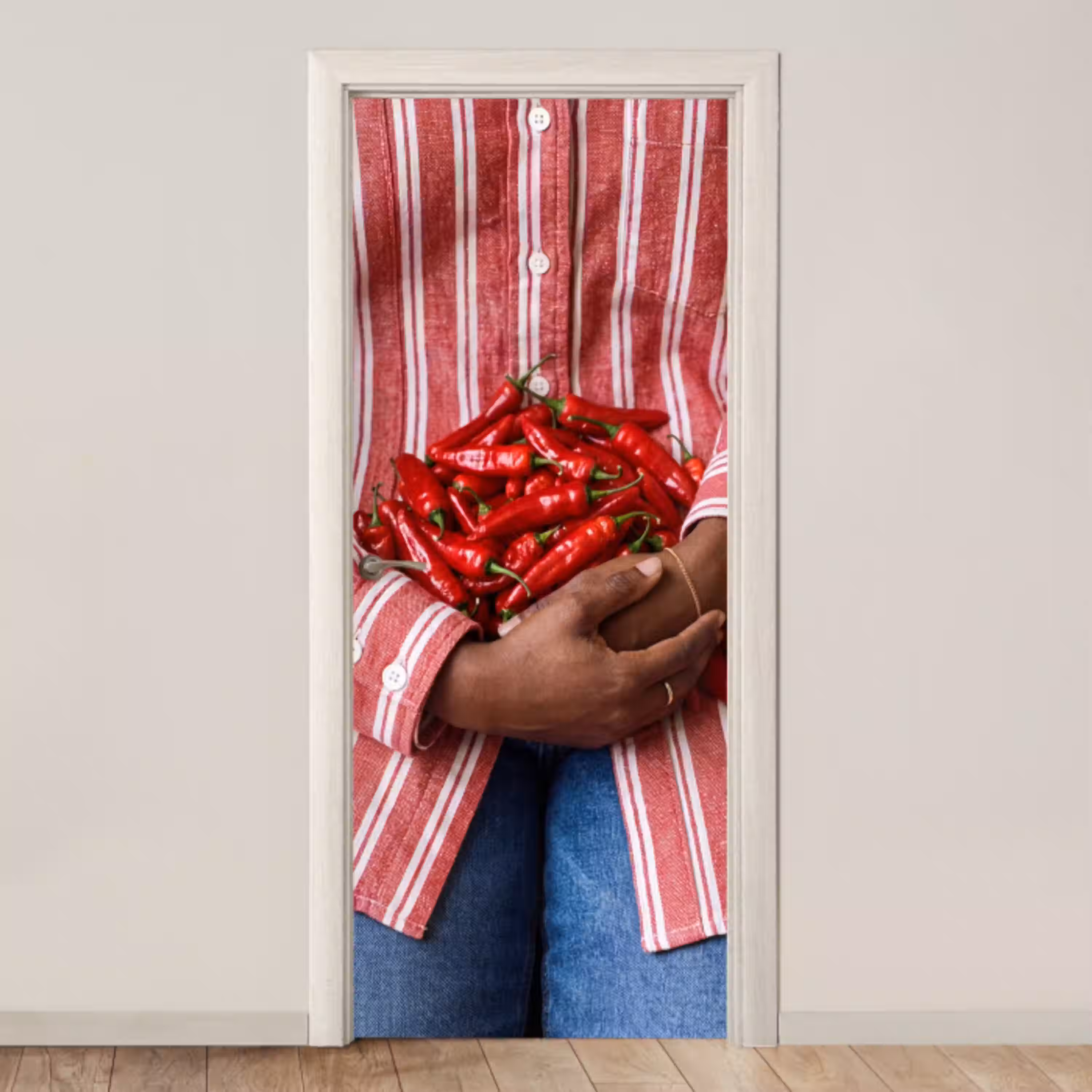 Chilipepers - Rood - Handen deurposter klein -3d_beige