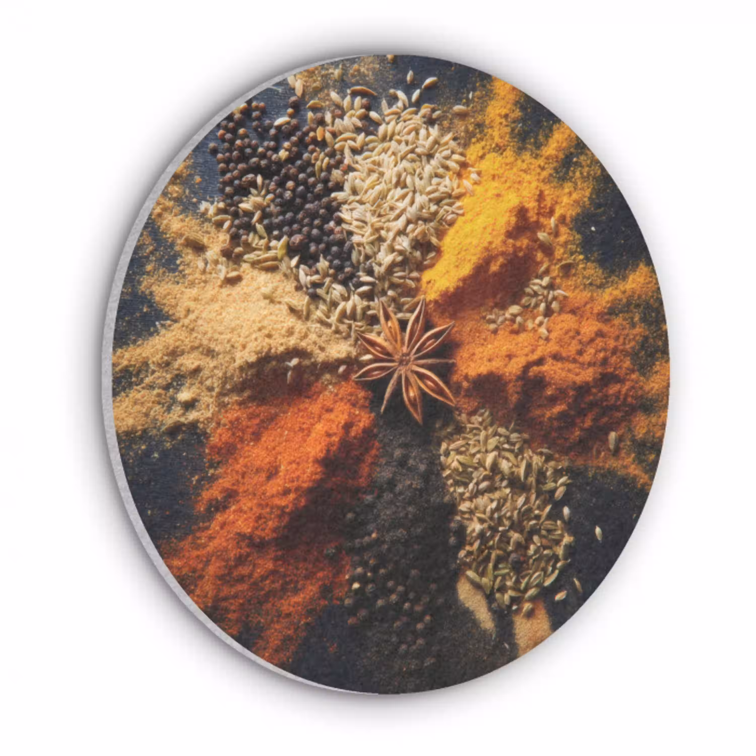 Specerijen - Explosie - Oranje Akoestische PET Vilt - Rond klein -3d