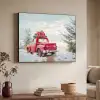 Auto - Rood - Cadeaus - Winter - Sneeuw - Kerst Textielframe zwart klein -sfeer3
