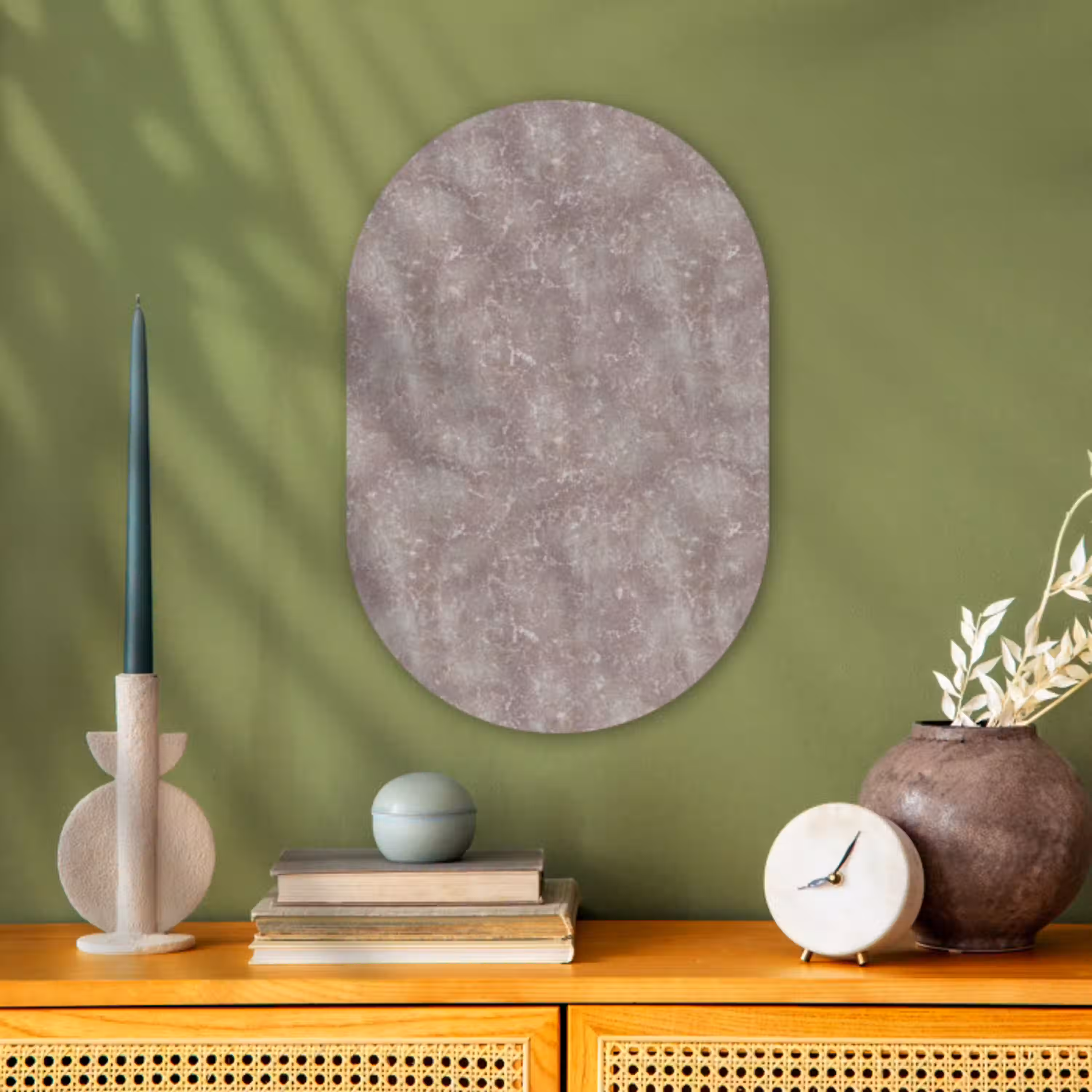 Marmer - Patroon - Mauve Wandcirkel Ovaal Forex klein 630 -sfeer2