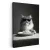Langharige kat - Zonnebril - Spaghetti - Humor - Zwart - wit KitchenYeah - Keuken - Canvas klein -3d