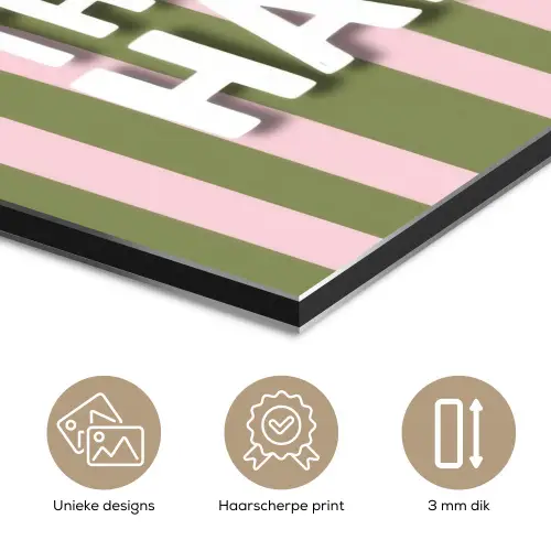 What's the best that could happen - Strepen - Groen - Roze aluminium wit klein -closeup_NL