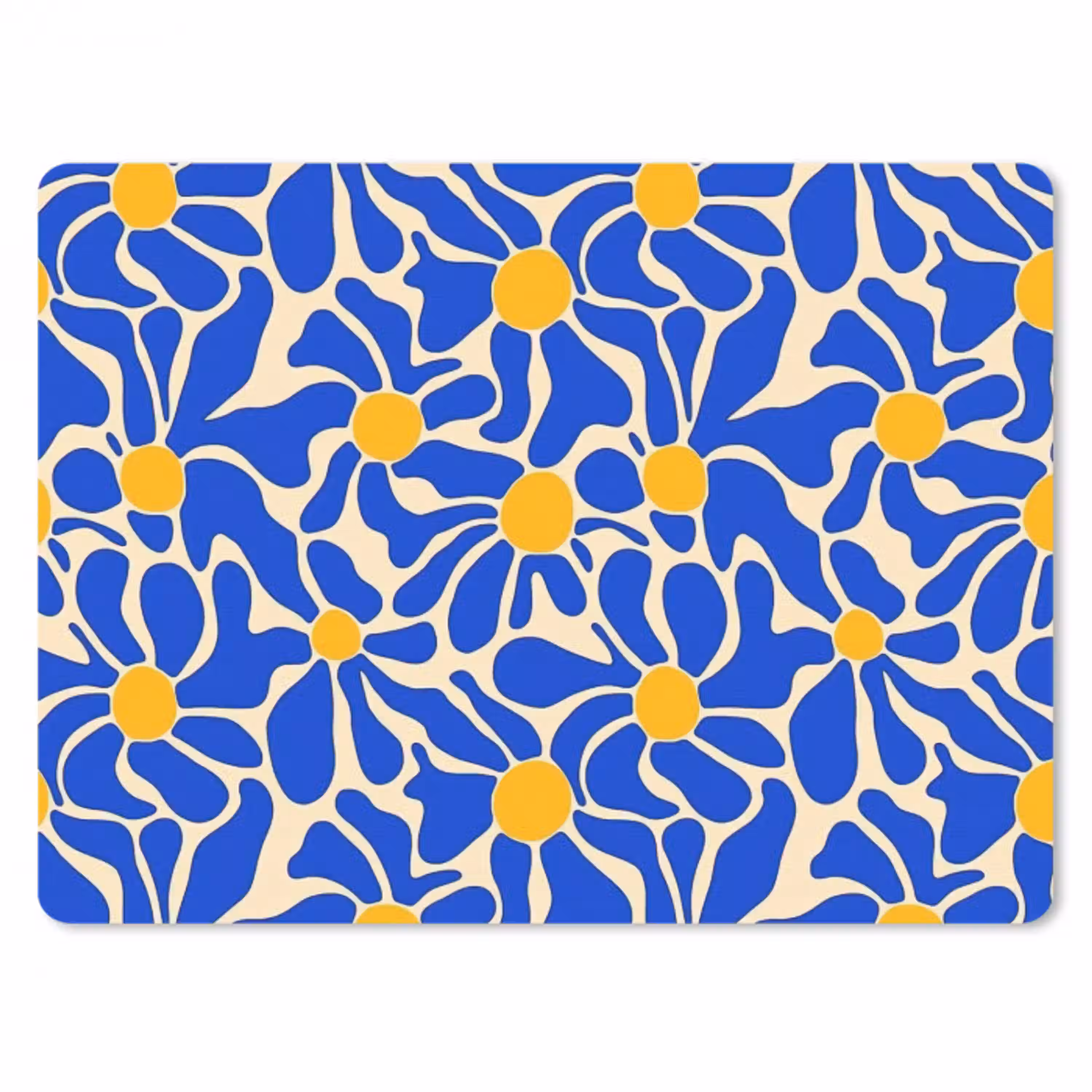 Abstract - Bloem - Blauw muismat rubber klein 262 -3d
