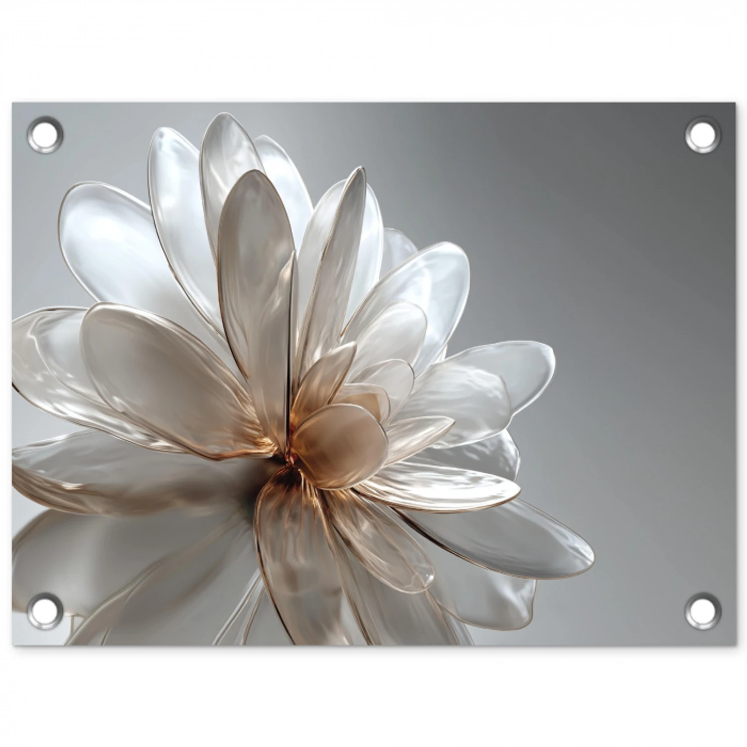 Bloem - Wit - Neutraal tuinposter los doek klein -3d