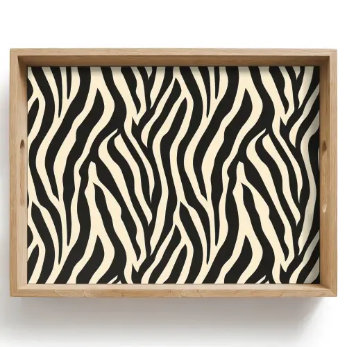 Zebra - Print - Klassiek - Zwart Dienblad Rechthoek middel 911 -z3d_shopping