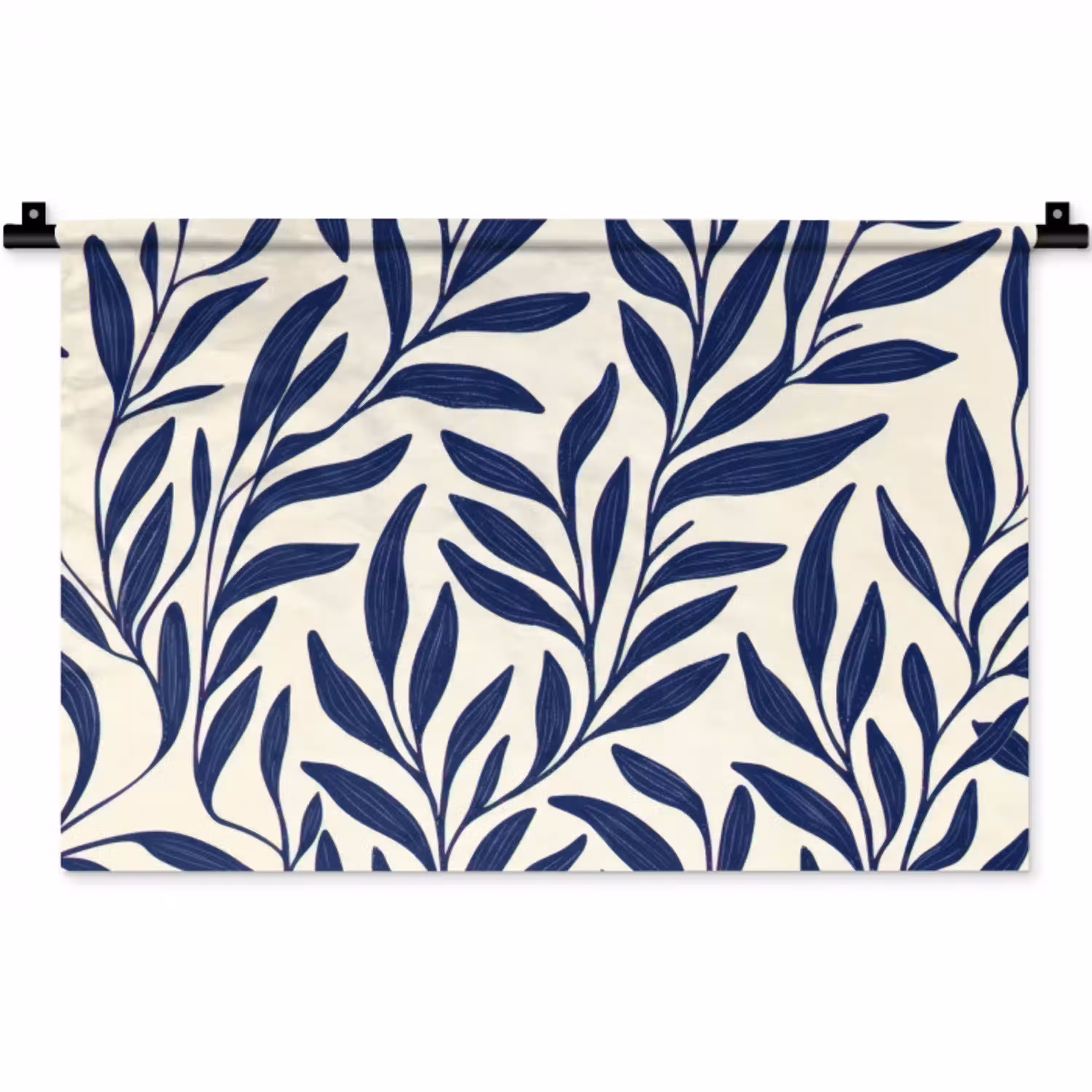 Bladeren - Klimop - Donkerblauw Wandkleed katoen klein -zz3d