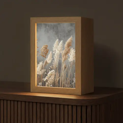 Gedroogde Veldbloemen - Grijs - Beton Light Box met kabel (Tafellamp) klein -z3d_website