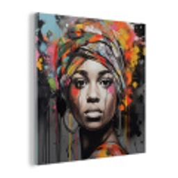 Vrouw - Hoofddoek - Graffiti - Zwart plexiglas 5mm klein -z3d