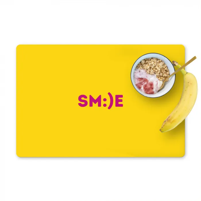 Smile - Roze - Geel Placemat vinyl groot -zzzproduct_Kitchenyeah-website