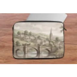 Dorp - Brug - Uitzicht - Groen laptophoes neopreen klein -tafel