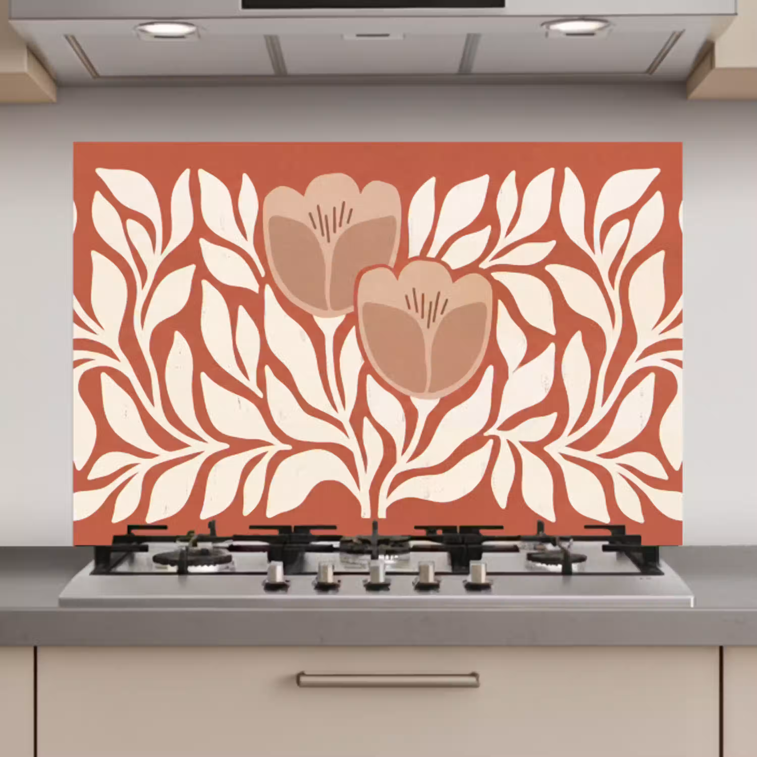 Bloemen - Abstract - Modern - Beige - Natuur keuken achterwand spatscherm klein -3d_website