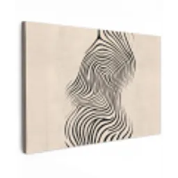 Lijnen - Abstract - Golvend - Zwart Tuinposter op houten frame 2 cm dik klein -3d