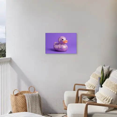 Disco - Eend - Paars Tuinposter op houten frame 2 cm dik klein -sfeer1
