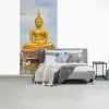 Boeddha - Buddha beeld - Goud - Religie fotobehang vinyl groot -slaapkamer
