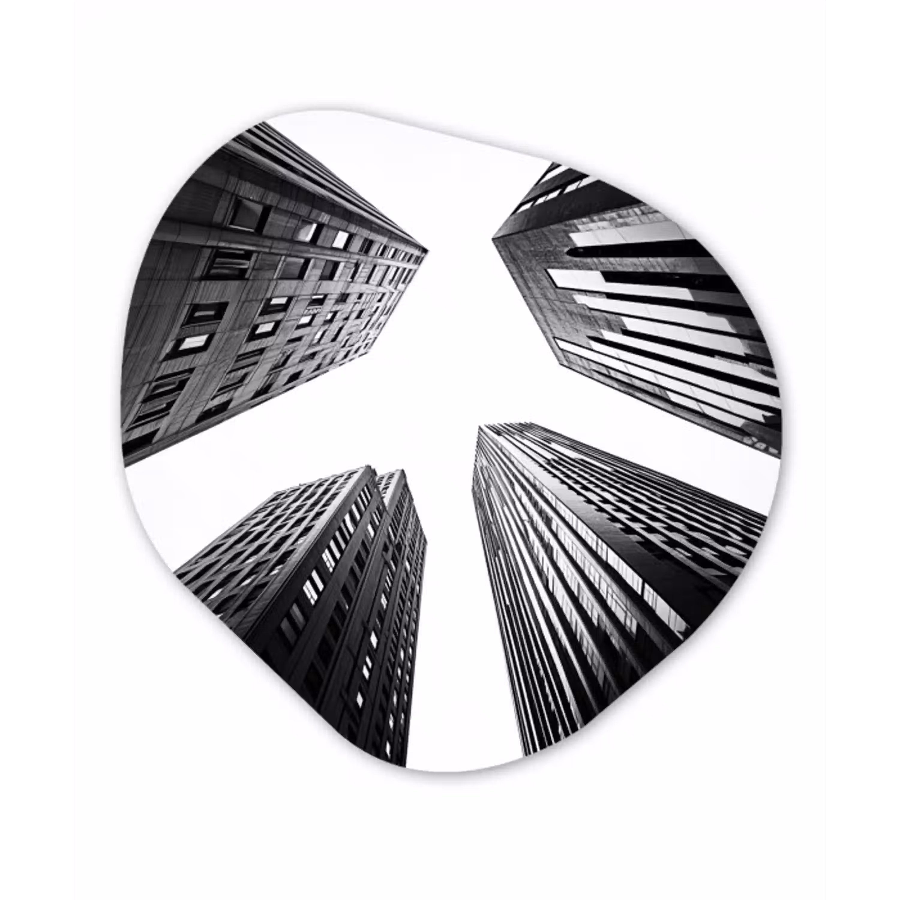 Gebouwen - Lucht - Zwart Wandcirkel Organisch Plexiglas middel -3d