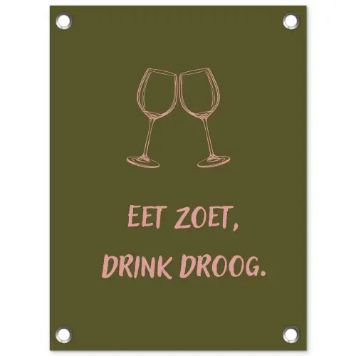 Roze - Groen - Wijn - Quote tuinposter los doek klein -3d