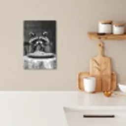 Wasbeer - Cute - Pasta - Tafelkleed - Zwart - Wit KitchenYeah - Keuken - Canvas klein -sfeer1