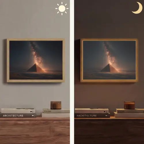 Piramide - Woestijn - Licht Light Box met batterij (Wandlamp) middel -sfeer3
