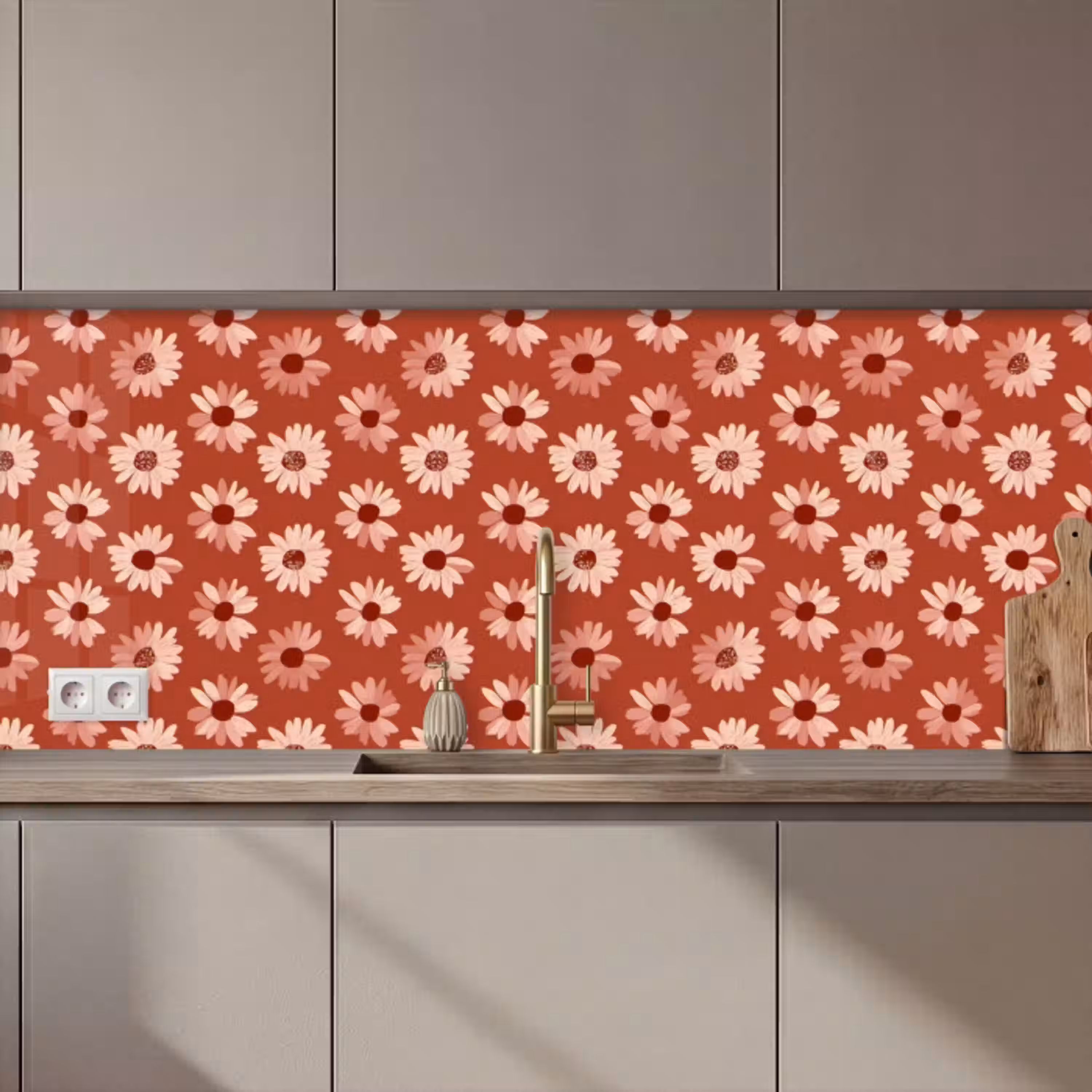 Madelief - Retro - Terracotta keuken achterwand 2 middel 871 zz_3dshopping