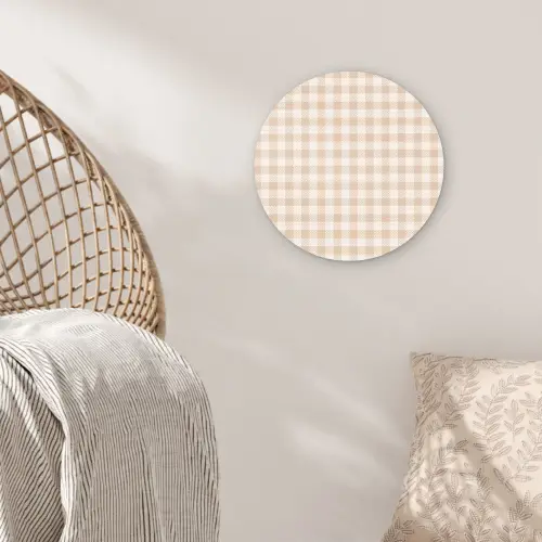 Plaid - Patroon - Vierkant - Beige Wandcirkel plexiglas klein 852 -sfeer5