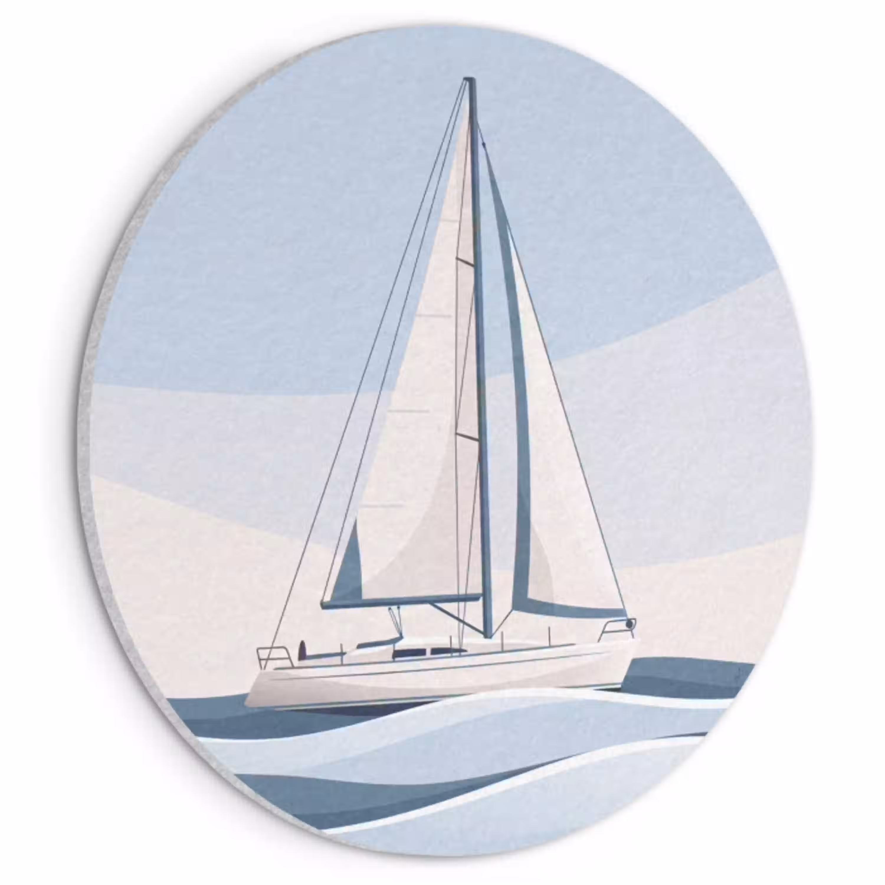 Boot - Zeil - Zee - Modern - Beige Akoestische PET Vilt - Rond klein -3d